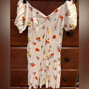 Forever 21 White Dress with Orange and Yellow Floral Print